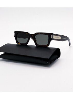 New Saint Laurent Unisex Sunglasses Havana Gray Square SL572 002